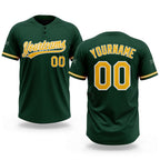 Custom Green Gold-White Two-Button Unisex Softball Jersey