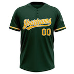 Custom Green Gold-White Two-Button Unisex Softball Jersey photo 2
