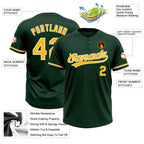 Custom Green Gold-White Two-Button Unisex Softball Jersey photo 3