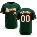 Custom Green White-Orange Two-Button Unisex Softball Jersey