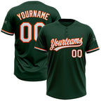 Custom Green White-Orange Two-Button Unisex Softball Jersey photo 1