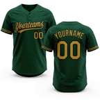 Custom Green Old Gold-Black Two-Button Unisex Softball Jersey