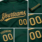 Custom Green Old Gold-Black Two-Button Unisex Softball Jersey detail