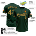 Custom Green Old Gold-Black Two-Button Unisex Softball Jersey photo 3