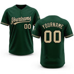Custom Green City Cream-Black Two-Button Unisex Softball Jersey