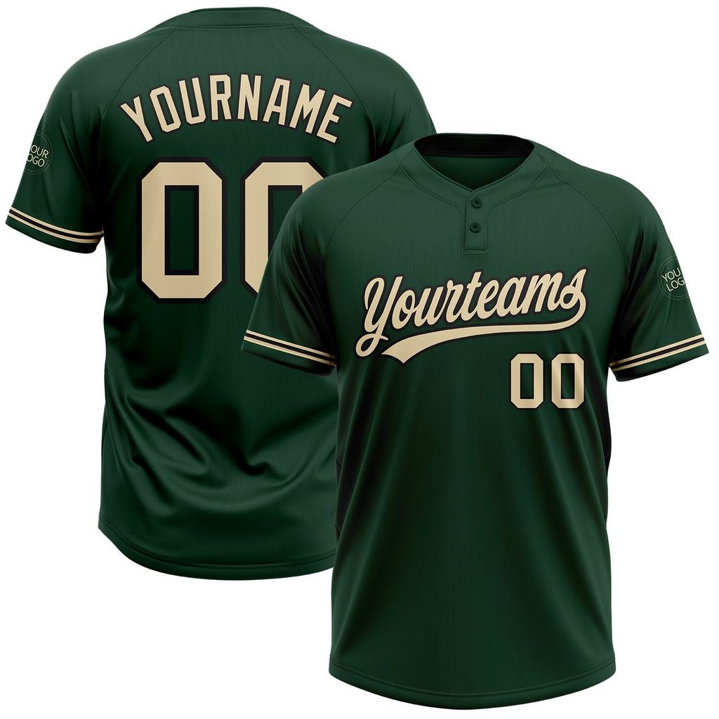 Custom Green City Cream-Black Two-Button Unisex Softball Jersey photo 1
