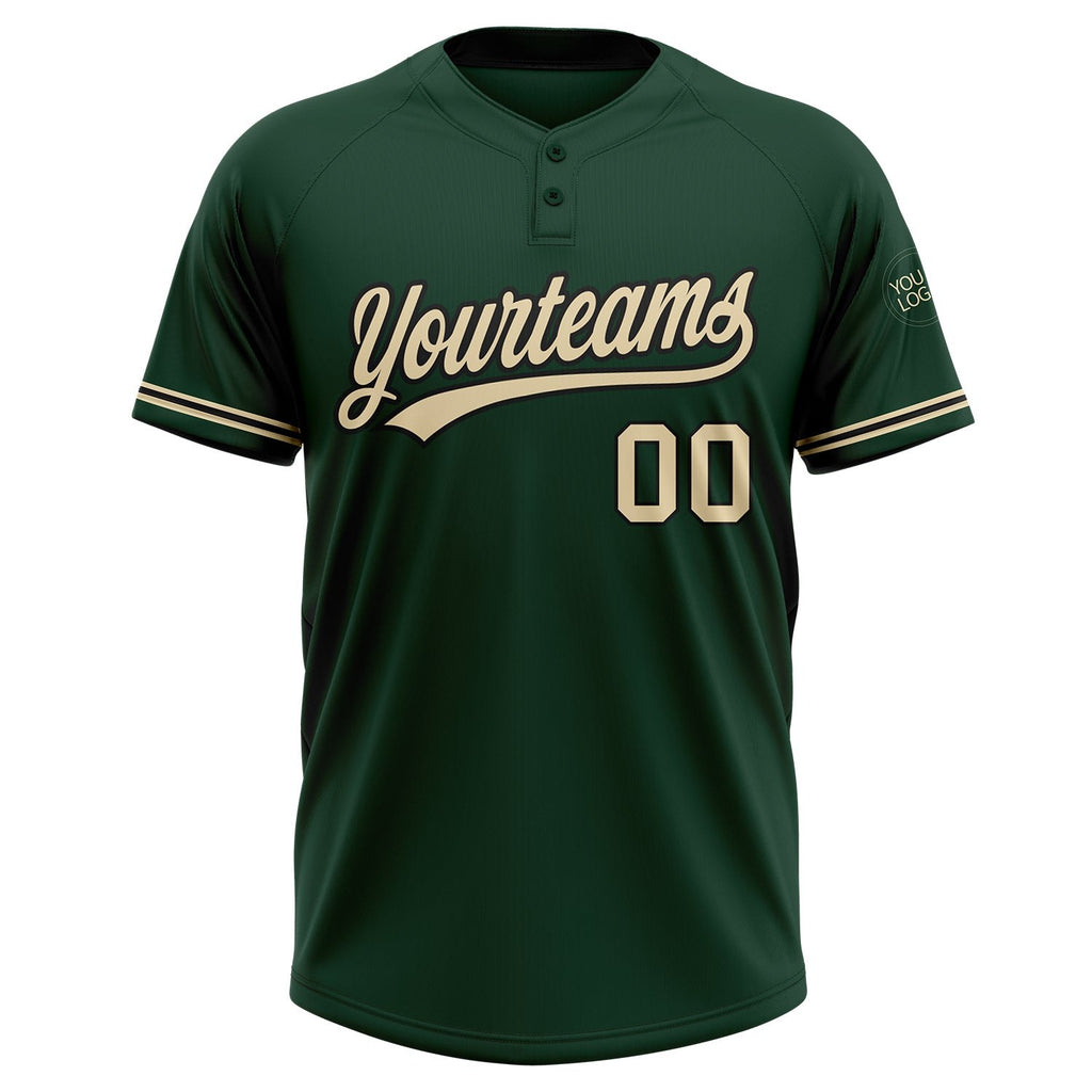 Custom Green City Cream-Black Two-Button Unisex Softball Jersey photo 2