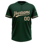 Custom Green City Cream-Black Two-Button Unisex Softball Jersey photo 2