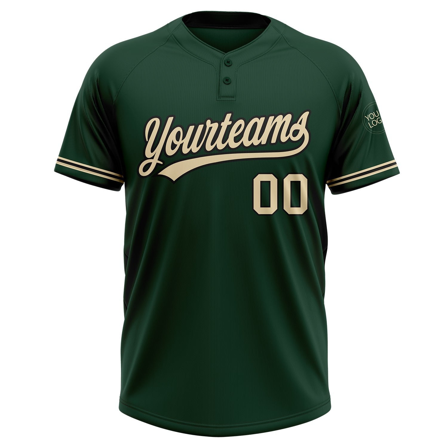 Custom Green City Cream-Black Two-Button Unisex Softball Jersey photo 2