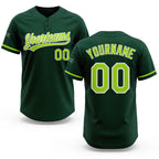Custom Green Neon Green-White Two-Button Unisex Softball Jersey