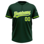 Custom Green Neon Green-White Two-Button Unisex Softball Jersey photo 2