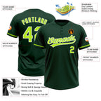 Custom Green Neon Green-White Two-Button Unisex Softball Jersey photo 3