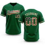 Custom Kelly Green Vintage USA Flag-City Cream Two-Button Unisex Softball Jersey