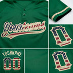 Custom Kelly Green Vintage USA Flag-City Cream Two-Button Unisex Softball Jersey detail