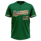 Custom Kelly Green Vintage USA Flag-City Cream Two-Button Unisex Softball Jersey photo 2