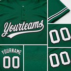 Custom Kelly Green White-Black Two-Button Unisex Softball Jersey detail