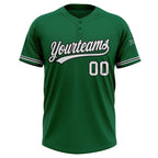 Custom Kelly Green White-Black Two-Button Unisex Softball Jersey photo 2