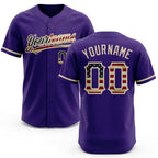 Custom Purple Vintage USA Flag-City Cream Two-Button Unisex Softball Jersey