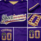 Custom Purple Vintage USA Flag-City Cream Two-Button Unisex Softball Jersey detail