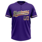 Custom Purple Vintage USA Flag-City Cream Two-Button Unisex Softball Jersey photo 2