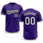 Custom Purple White-Black Two-Button Unisex Softball Jersey