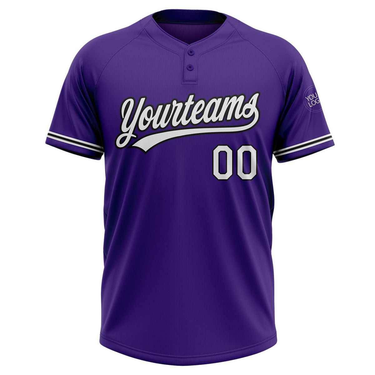 Custom Purple White-Black Two-Button Unisex Softball Jersey photo 2