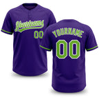 Custom Purple Neon Green-White Two-Button Unisex Softball Jersey
