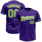 Custom Purple Neon Green-White Two-Button Unisex Softball Jersey photo 1