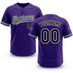 Custom Purple Black-White Two-Button Unisex Softball Jersey