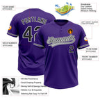 Custom Purple Black-White Two-Button Unisex Softball Jersey photo 3