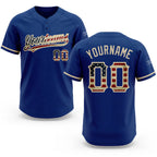 Custom Royal Vintage USA Flag-City Cream Two-Button Unisex Softball Jersey