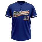 Custom Royal Vintage USA Flag-City Cream Two-Button Unisex Softball Jersey photo 2
