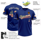Custom Royal Vintage USA Flag-City Cream Two-Button Unisex Softball Jersey photo 3