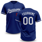 Custom Royal White-Red Two-Button Unisex Softball Jersey