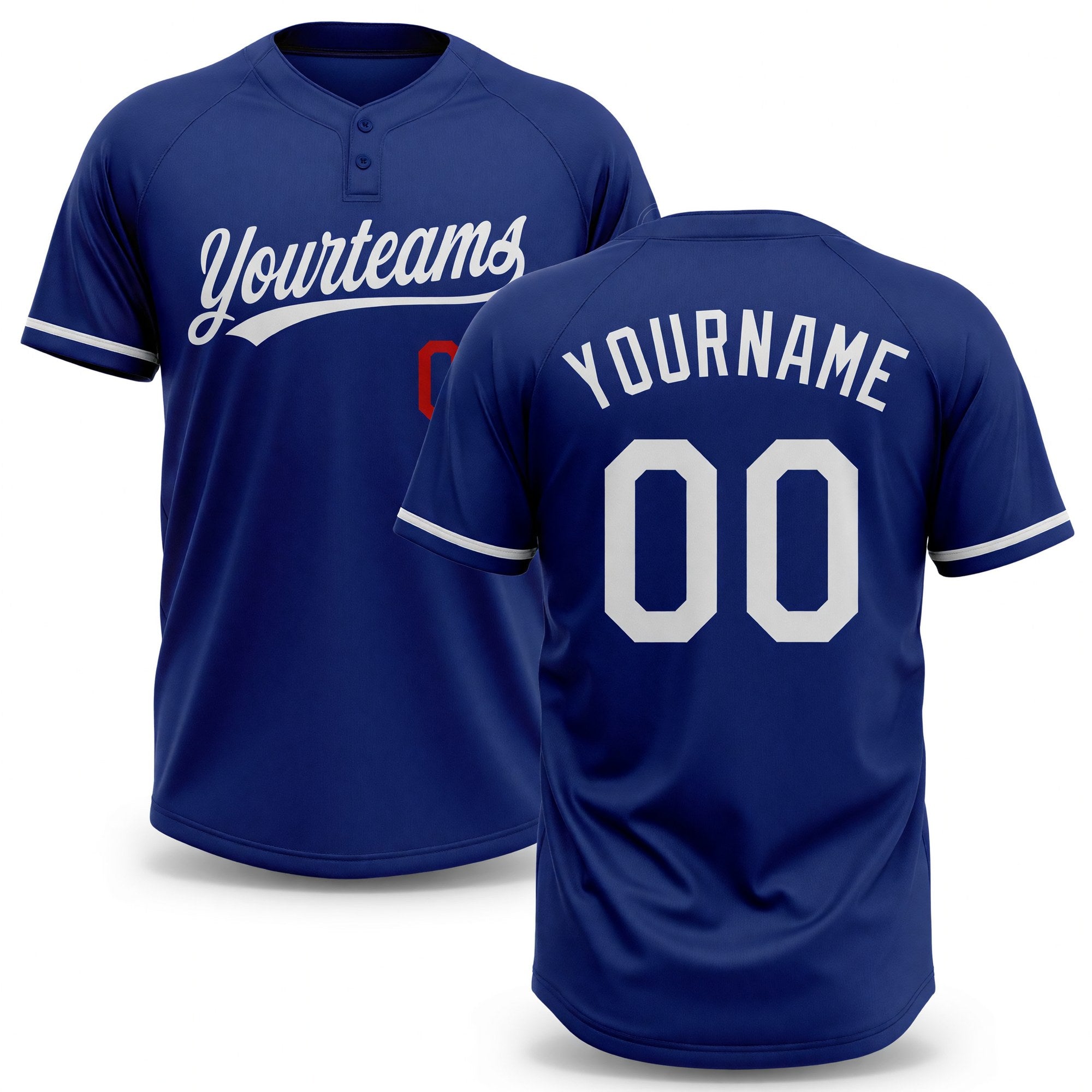 Custom Royal White-Red Two-Button Unisex Softball Jersey