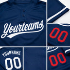 Custom Royal White-Red Two-Button Unisex Softball Jersey detail