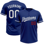 Custom Royal White-Red Two-Button Unisex Softball Jersey photo 1