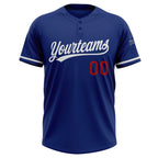 Custom Royal White-Red Two-Button Unisex Softball Jersey photo 2