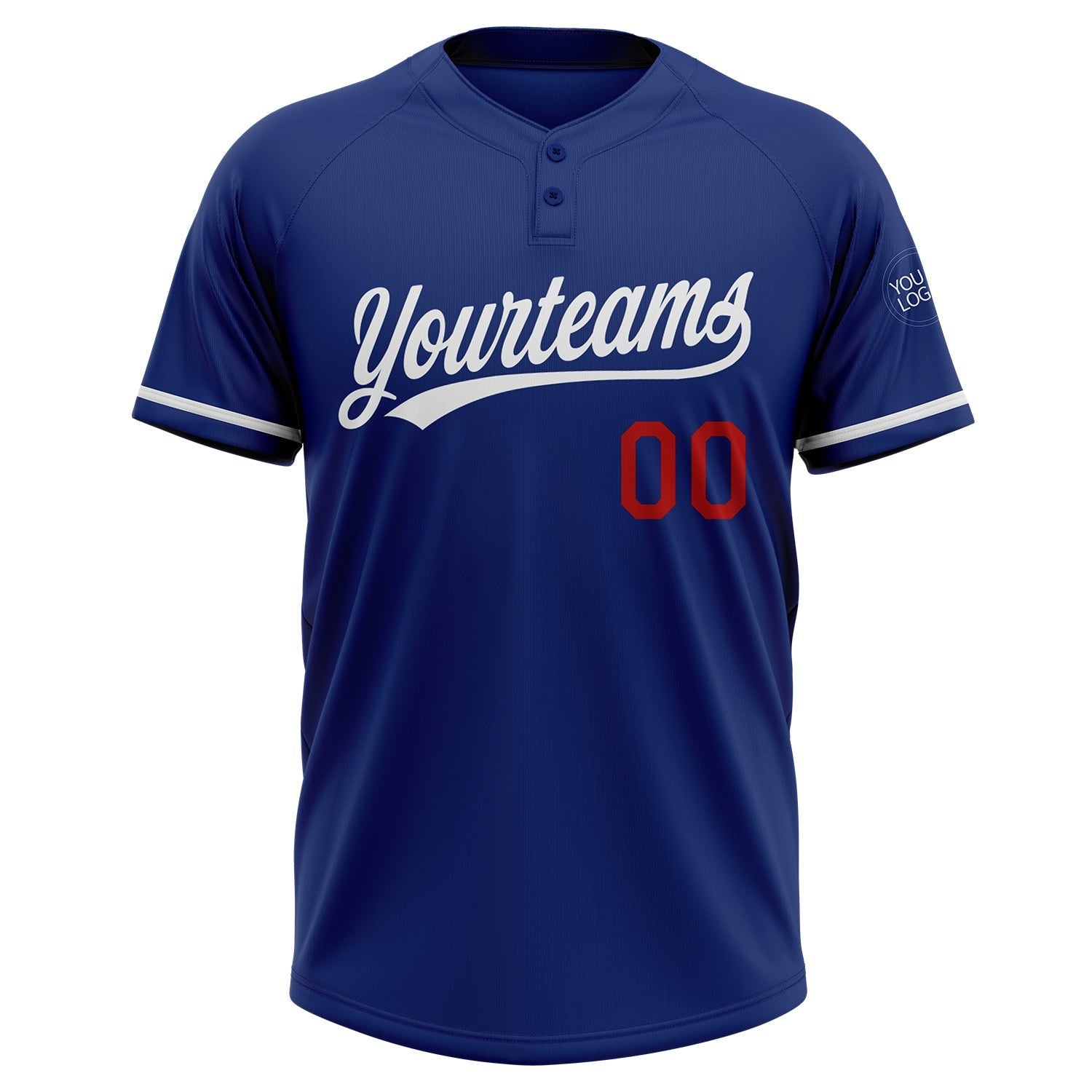 Custom Royal White-Red Two-Button Unisex Softball Jersey photo 2