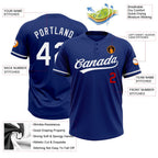 Custom Royal White-Red Two-Button Unisex Softball Jersey photo 3