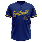 Custom Royal Yellow Two-Button Unisex Softball Jersey photo 2