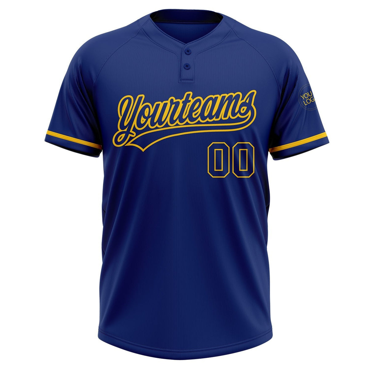 Custom Royal Yellow Two-Button Unisex Softball Jersey photo 2