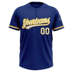 Custom Royal White-Yellow Two-Button Unisex Softball Jersey photo 2