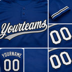 Custom Royal White-Black Two-Button Unisex Softball Jersey detail
