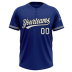 Custom Royal White-Black Two-Button Unisex Softball Jersey photo 2