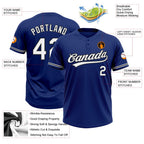 Custom Royal White-Black Two-Button Unisex Softball Jersey photo 3