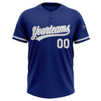 Custom Royal White-Gray Two-Button Unisex Softball Jersey photo 2