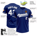Custom Royal White-Gray Two-Button Unisex Softball Jersey photo 3
