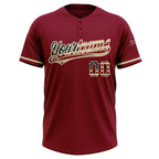 Custom Crimson Vintage USA Flag-City Cream Two-Button Unisex Softball Jersey photo 2