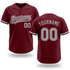 Custom Crimson Gray-White Two-Button Unisex Softball Jersey